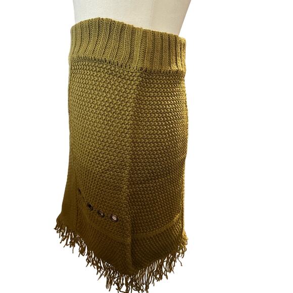 Moon River Anthropologie Knit Fringe Grommet Skirt, Olive Green, Medium, NWT - Picture 5 of 8